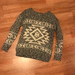 Cozy Knit Sweater with Aztec Geo Design